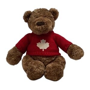 👠 GUND Brown Teddy Bear with Red Maple Leaf Sweater